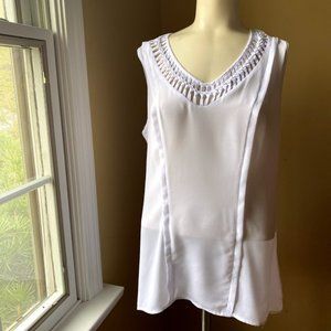 Anthropologie White Sleeveless Blouse